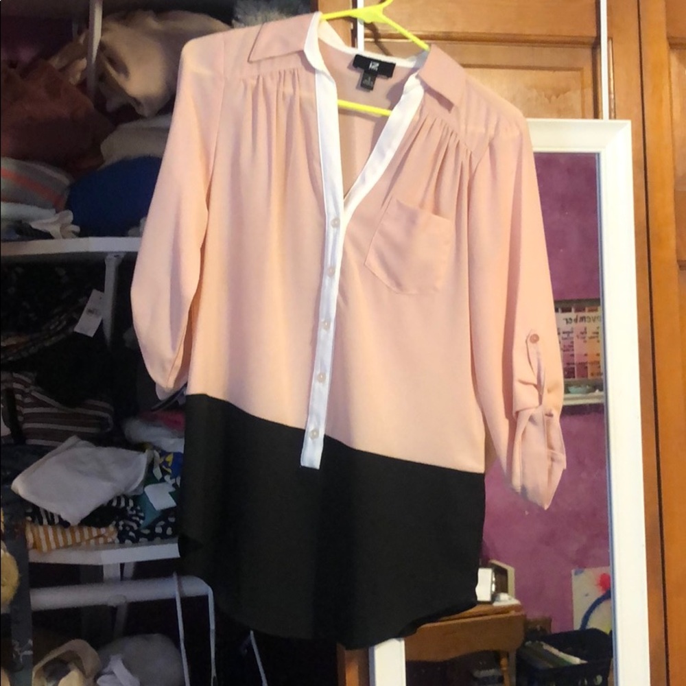 Long sleeve color block blouse